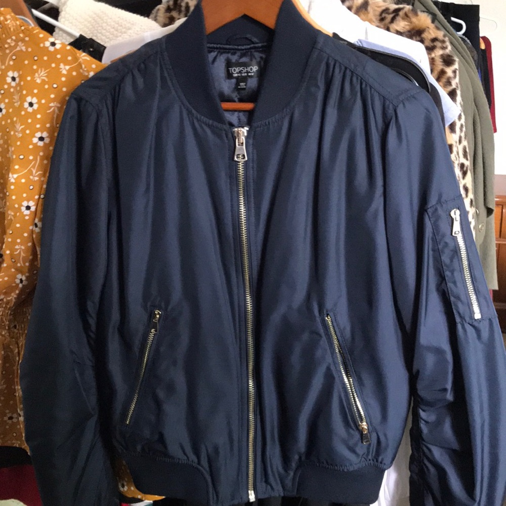 Topshop navy bomber jacket